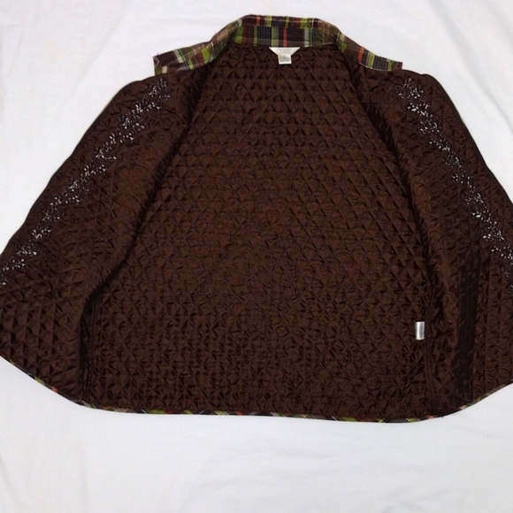 Christopher & Banks Women's Quilted Vest Large Plaid and Floral Pattern - Picture 6 of 9